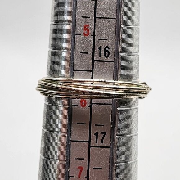 Silver Tone Wire & Genuine Tahitian Button Pearl Ring (5.75) - Picture 7 of 7